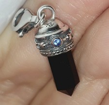 Thomas Sabo Black Onyx Hexagon Charm Pendant Blue Red Sapphire Stones RRP£80 New