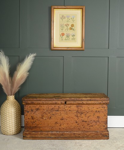 Antique pine trunk box toy - pine,