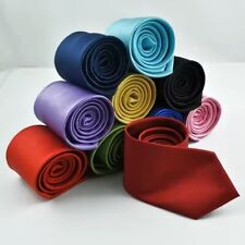 Mens Tie Plain Solid Colour Classic Slim Skinny Smart Party Wedding Thin Neck UK