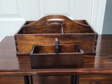 Large and Small Vintage Solid Wood Trug Butlers Carry Tool Work Cutlery Box