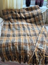 Vintage Artesanias Puno Woven Alpaca Wool Blanket 68" x 76"