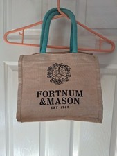 Fortnum & Mason London Jute Hessian Beige Green Shopper Tote Bag F&M 
