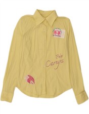 LA MARTINA Womens Graphic Shirt UK 14 Medium Yellow Cotton AX06