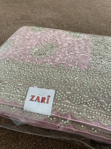 Zari pink organza saree - organza, heavy