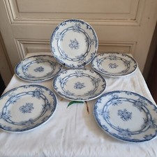 Sarreguemines 6 dessert plates Faience model Ceres flower blue decor No. 2