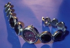 Eton Evening Wear Diamante Watch, Large Purple Stone Set Bracelet - 2981L-PL