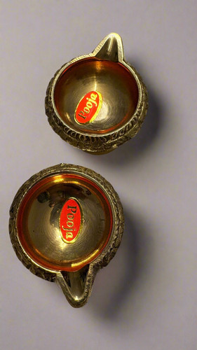 Mini brass diya kubera - brass, agal
