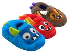 Boys Slippers Monster Character Size 5 6 7 8 9 10 11 12 UK Infant Plush Fluffy 