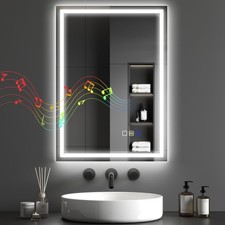 HOMCOM 500 x 700 mm Bathroom Mirror with Bluetooth Lights Demister Pad