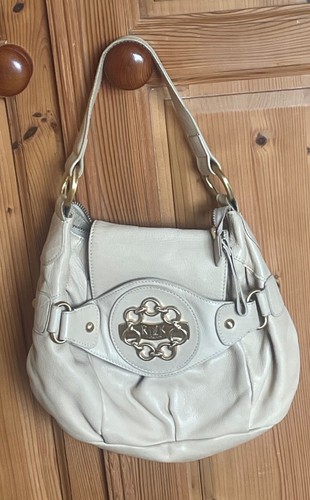 Ri2k cream leather handbag - cream,