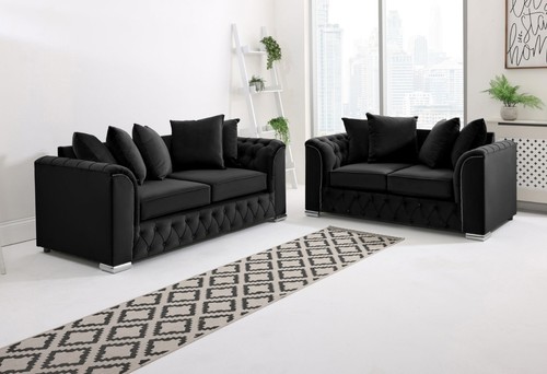 Plush velvet sofa set - plush,