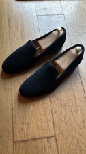 Tricker’s Churchill Mens Black Velvet Slip On Shoes Slippers Size UK 9.5