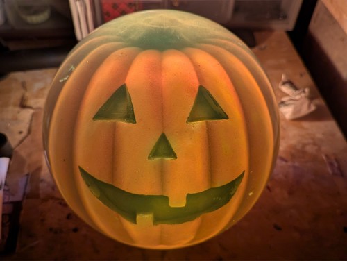 Clear pumpkin bowling ball
