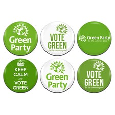 6x Green Party Politics 25mm / 1 Inch D Pin Button Badges