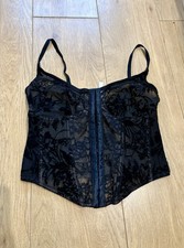 Black Mesh Corset Top With Lace Sexy Ladies Burlesque Lingerie Waist Training S