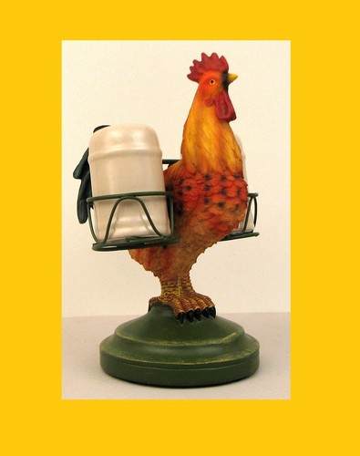 Rooster holding salt - holding, and