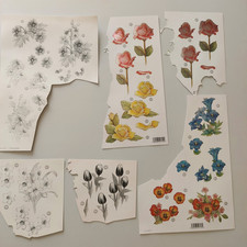 6 x CRAFT UK Floral Designs PARTIAL A4 3d Die Cut Decoupage Sheets Cardmaking