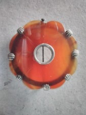 VINTAGE STERLING SILVER & AMBER BAKELITE ??? BROOCH