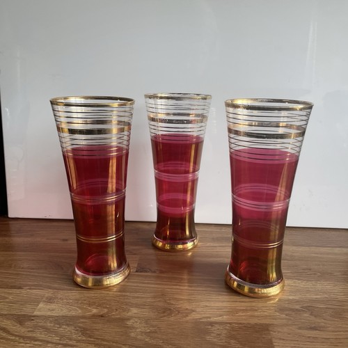 Red gold drinking glasses - &,