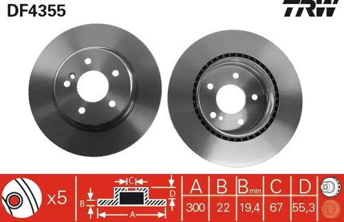 Brake disc vented df4355 - brake,
