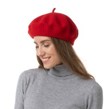 Womens Plain Wool Beret Hat