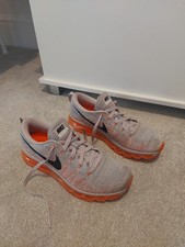 Genuine Nike Flyknit Max Womens UK 6.5 Orange/Grey Trainers Running Gym Fashion