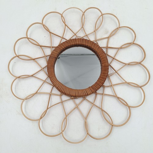 Rattan wicker mirror sunburst - rattan,