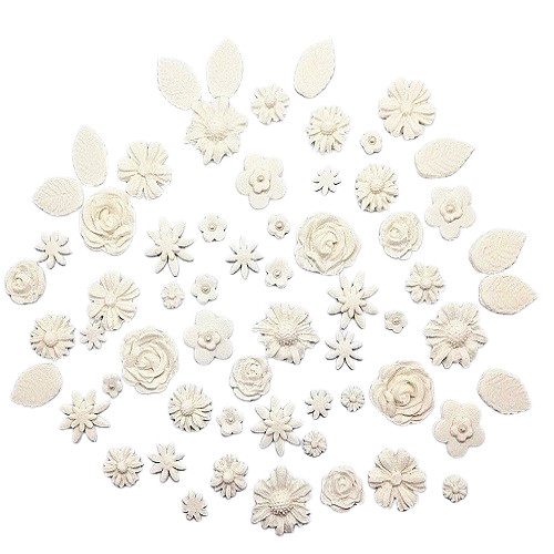 White sugar fondant flowers - fondant, &
