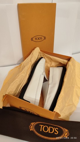 New tod white leather slip - new,