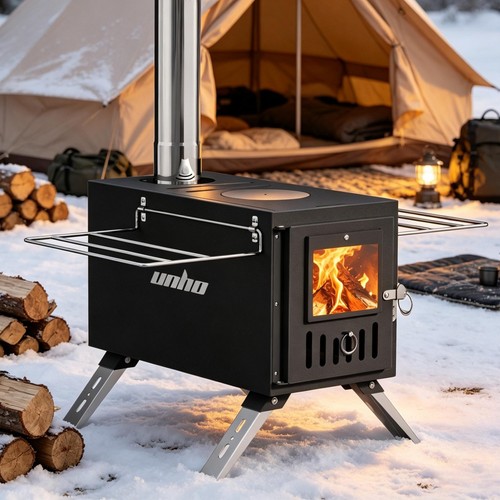 Portable wood burning stove - wood, w/