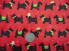 FQ Black scottie dogs on red