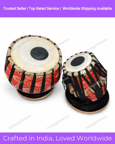Red hand paint brass tabla - paint,