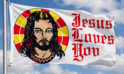 Jesus loves you flag 3x2 - jesus,