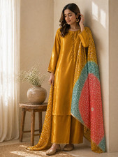 Mustard Yellow Satin Salwar