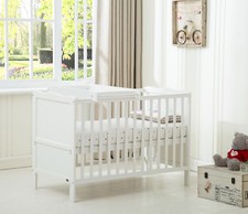 MCC® Wooden Baby Cot Bed "Orlando" with Top Changer & Water repellent Mattress 
