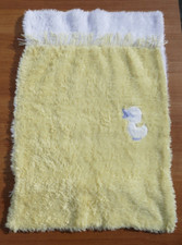 Mothercare 1970s Courtelle Pile Cot Pram Blanket Throw Lemon & White Made in GB