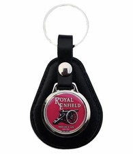 ROYAL ENFIELD MOTORBIKE RED LOGO  LEATHER KEYRING