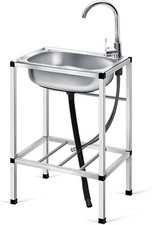 Freestanding Outdoor Kitchen Utility Sink Set Stainless Steel Single Bowl Sink C