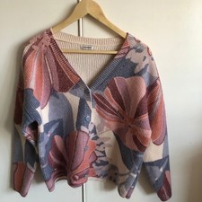 DAMART LADIES PINK/BLUE/CREAM/ PEACH - MULTI COLOUR CARDIGAN SIZE 18/20 - USED