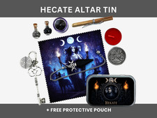 Hecate Altar Tin – Triple Moon Goddess Mini Shrine, Witchcraft Box, Wiccan Altar
