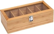 ASelected Bamboo Tea Box, Chest Organiser with 5 Compartments