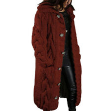 Ladies Loose Chunky Overcoat Women Cable Knitted Winter Baggy Cardigan Sweater