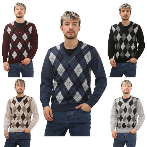 Mens classic argyle knitted - argyle,