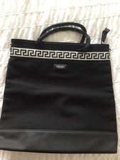 Versace Fragrances Black Canvas Tote Bag with detachable shoulder strap, New