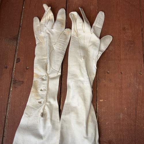 Vintage white kid - white, leather