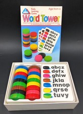 ELC Word Tower Game Kids Learning Words With Coloured Wooden Discs In Box Age 6+
