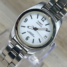 Timex Indiglo Women's Watch Silver Tone DAY WR 30M NEW BATTERY RUNS!