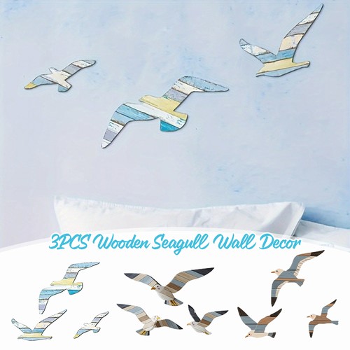 3pc wooden seagull - 3pc,