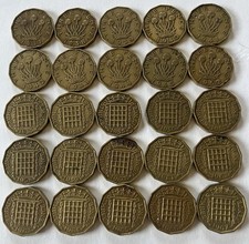 25x Threepenny Bits 1937-1967