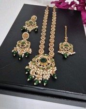 Green Necklace Set Long Mala